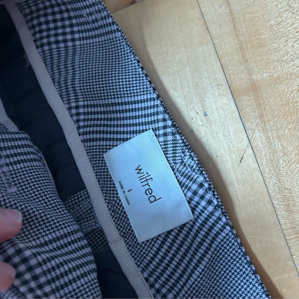 Aritzia Wilfred Sz 6 Tie Front Grey Plaid AcademiA Ankle Tapered Pants - Picture 9 of 13